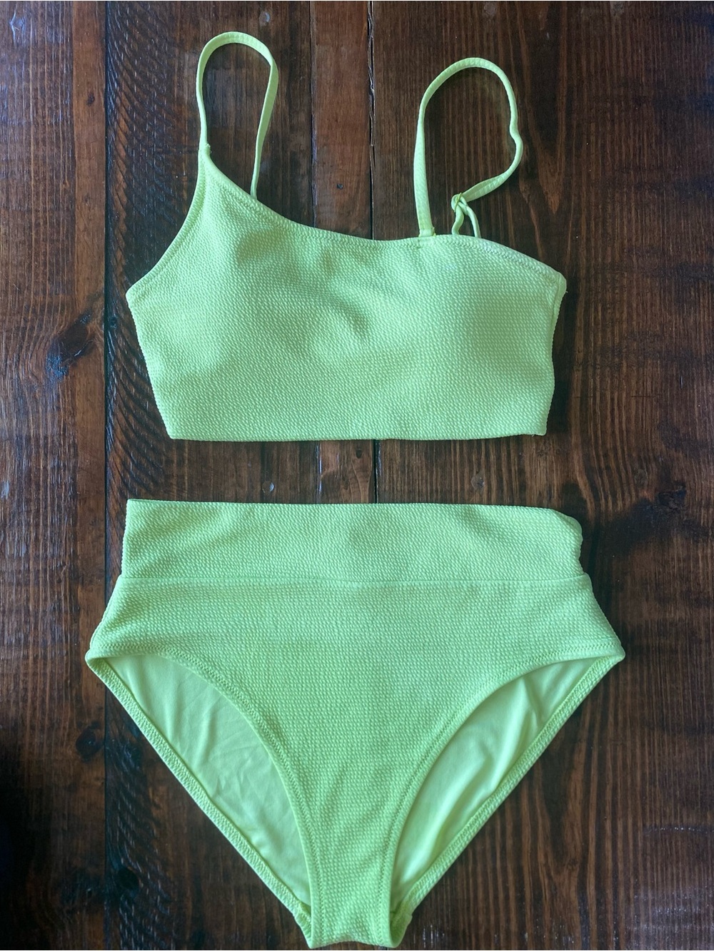 Old Navy Neon Yellow Green Textured Bikini Set Medium